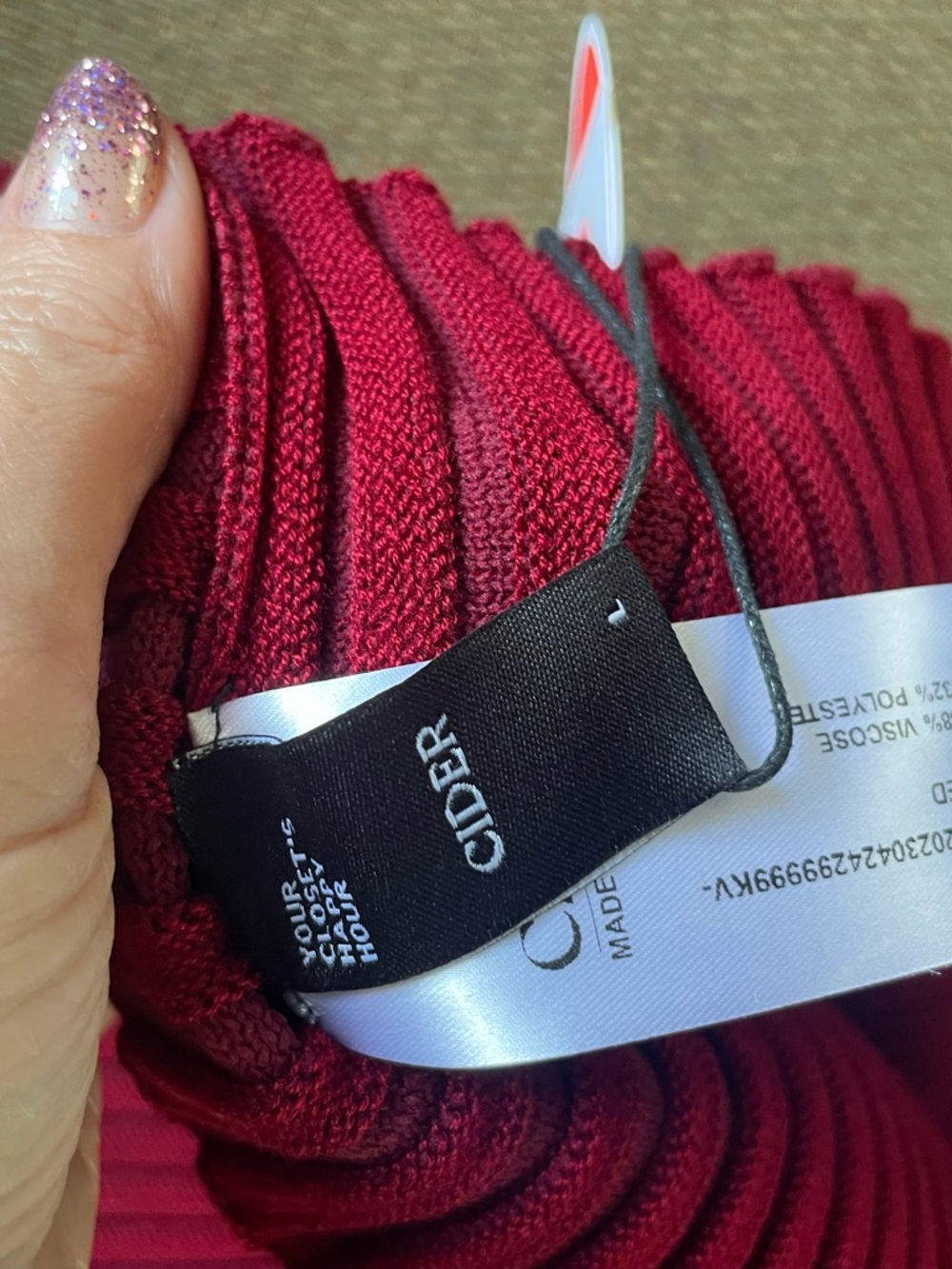 Cider Deep Red Ribbed Knit Top - Picture 3 of 4